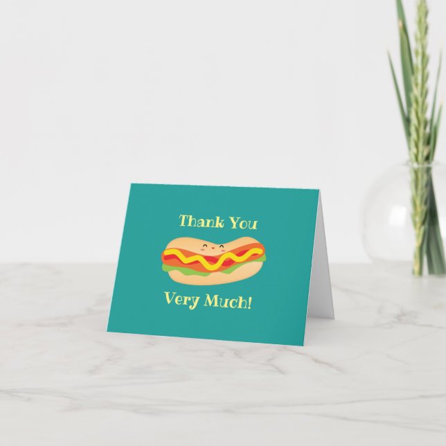 Funny Frank You Humorous Hot Dog Pun Thank You Card (Front)