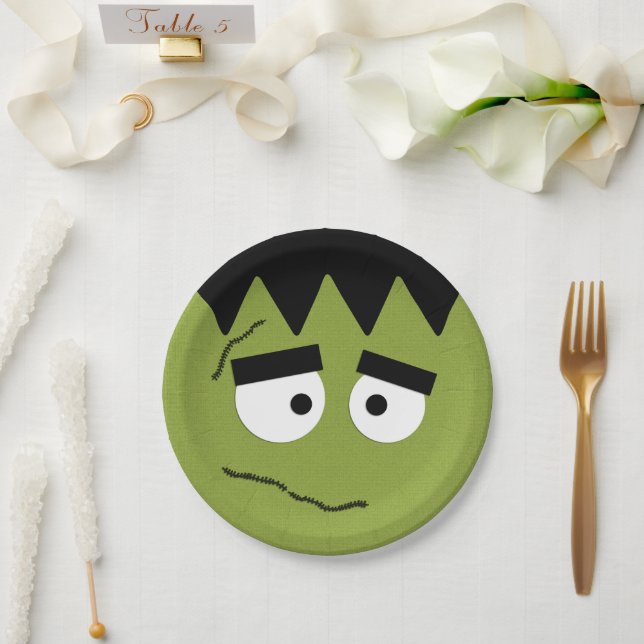 Funny Frankenstein Face for Halloween Paper Plates Zazzle