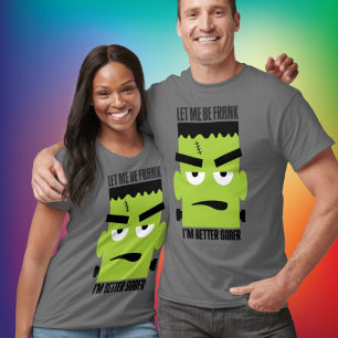 Funny Frankenstein Face for Sober Halloween T-Shirt