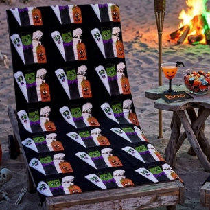 Funny Frankenstein Ghost Pumpkin Invisible Man Beach Towel