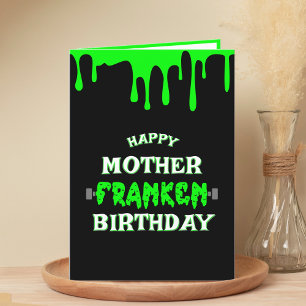 Funny Frankenstein Halloween Happy Birthday Letterpress Thank You Card