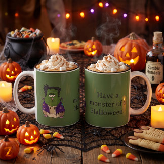 Funny Frankenstein Hamster Monster Halloween Two-Tone Coffee Mug