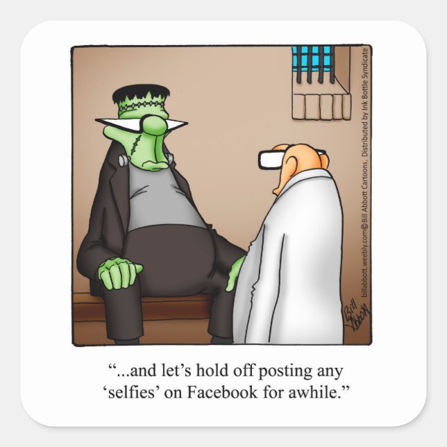 Funny Frankenstein Humor Halloween Stickers (Front)