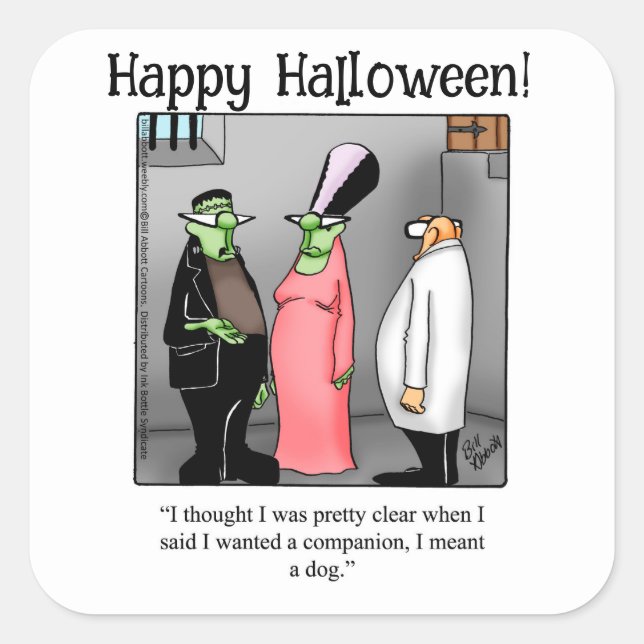 Funny Frankenstein  Humor Halloween Stickers (Front)
