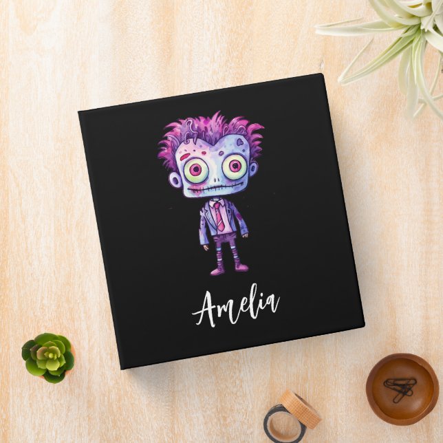 Funny Frankenstein Monster Halloween Fun 3 Ring Binder (In Situ)