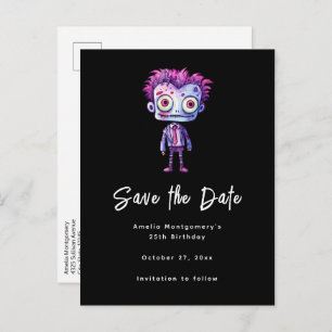 Funny Frankenstein Monster Halloween Fun Birthday Announcement Postcard