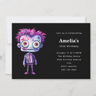 Funny Frankenstein Monster Halloween Fun Birthday Invitation