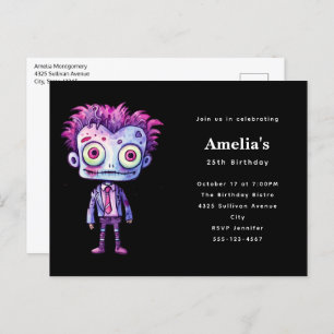 Funny Frankenstein Monster Halloween Fun Birthday Invitation Postcard