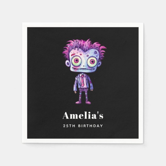 Funny Frankenstein Monster Halloween Fun Birthday Napkins (Front)
