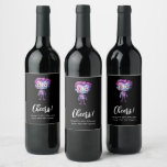 Funny Frankenstein Monster Halloween Fun Birthday Wine Label
