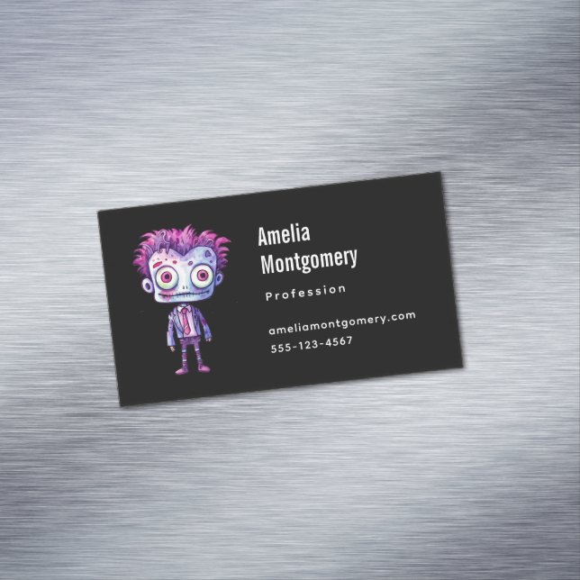 Funny Frankenstein Monster Halloween Fun Business Card Magnet (In Situ)