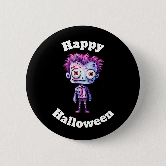 Funny Frankenstein Monster Halloween Fun Button (Front)