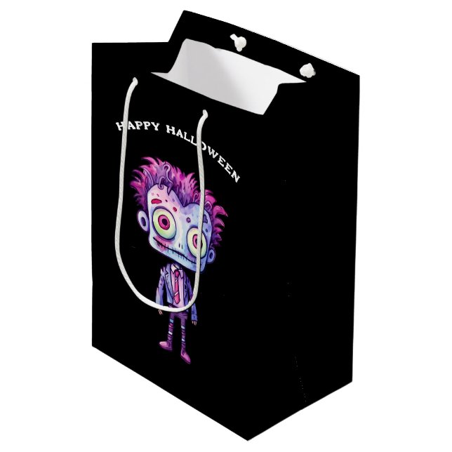 Funny Frankenstein Monster Halloween Fun Medium Gift Bag (Front Angled)