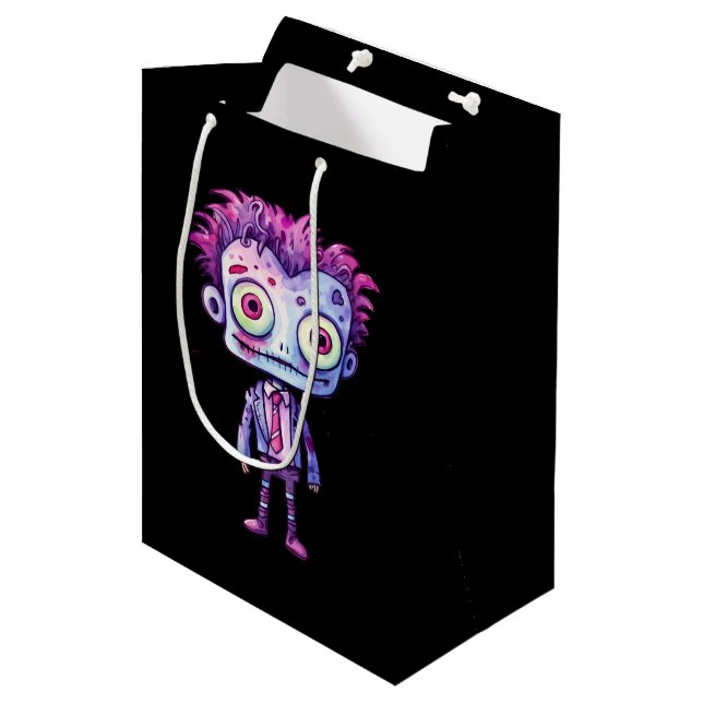 Funny Frankenstein Monster Halloween Fun Medium Gift Bag (Front Angled)