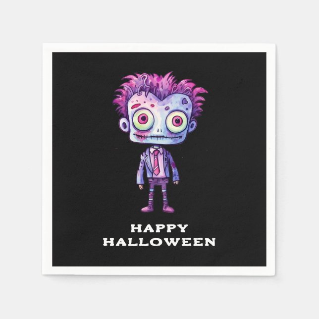 Funny Frankenstein Monster Halloween Fun Napkins (Front)