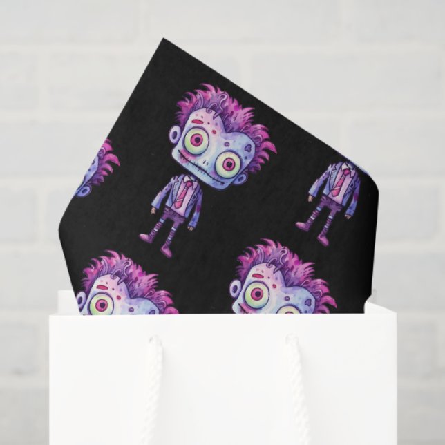Funny Frankenstein Monster Halloween Fun Pattern Tissue Paper (Gift Bag)