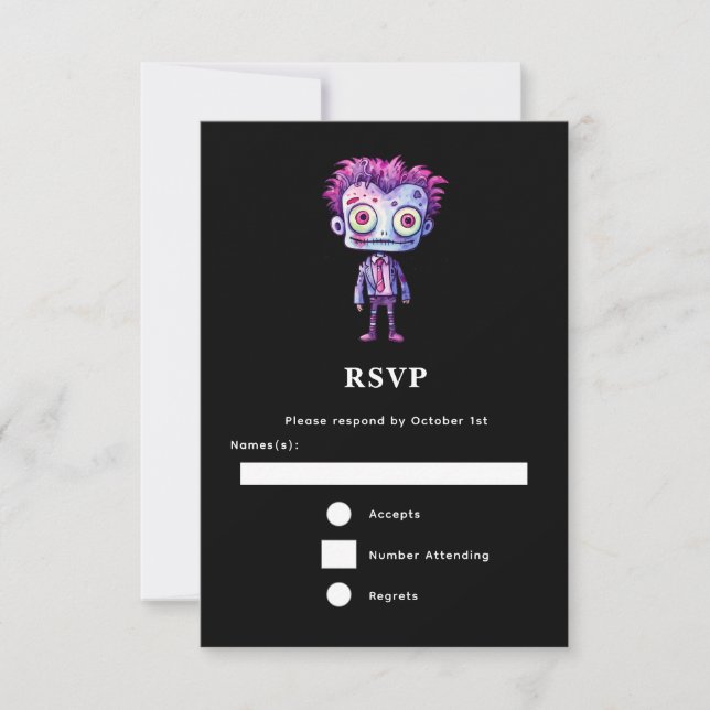 Funny Frankenstein Monster Halloween Fun RSVP Card (Front)