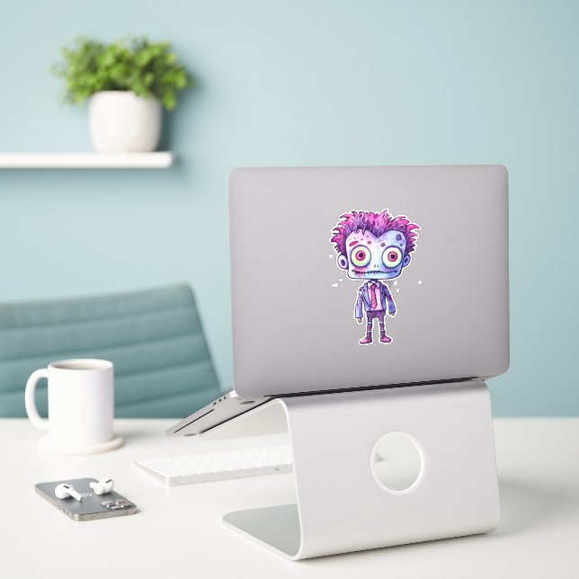 Funny Frankenstein Monster Halloween Fun Sticker (Laptop On Desk)