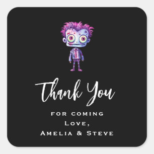 Funny Frankenstein Monster Thank You Party Square Sticker