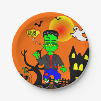 Funny Frankenstein's Monster Image Paper Plates