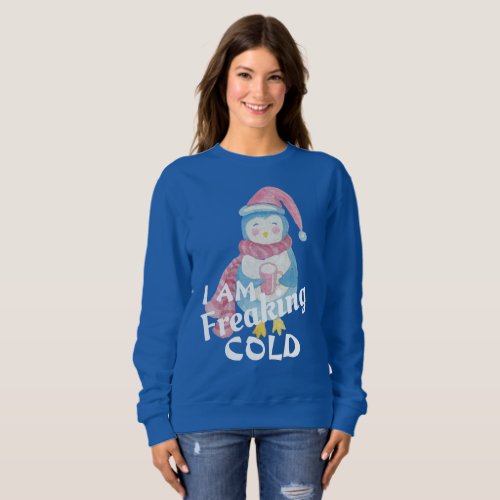 Funny Freaking Cold Penguin Ugly Christmas Sweater