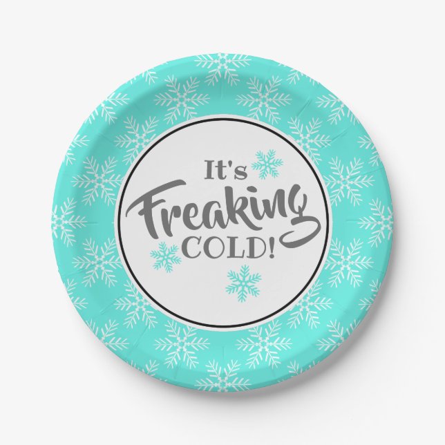 Funny Freaking Cold Winter Party Paper Plates (Front)