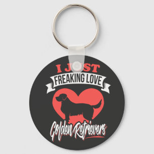 Funny Freaking Love My Golden Retriever Keychain