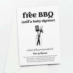Funny Free BBQ Couples Baby Shower Invitation
