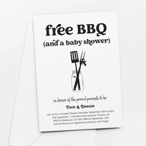 Funny Free BBQ Couples Baby Shower Invitation