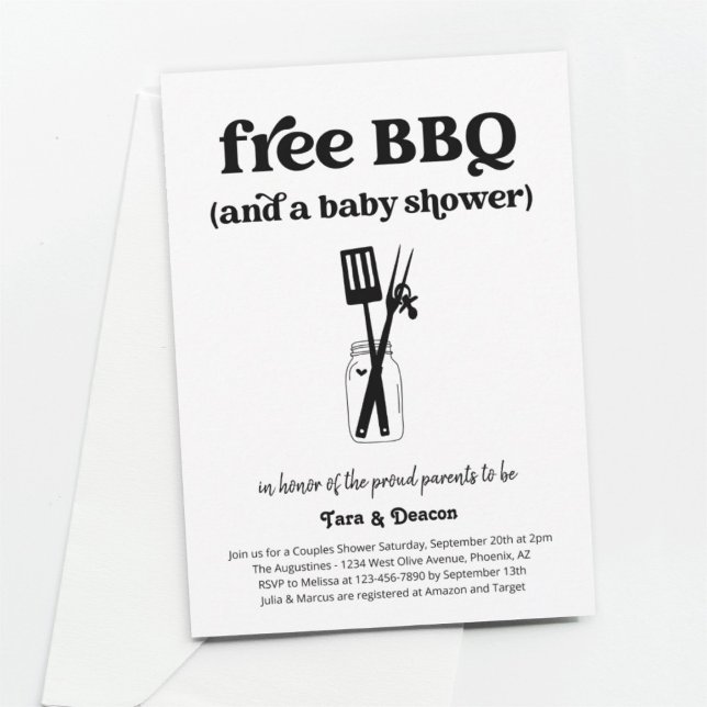 Funny Free BBQ Couples Baby Shower Invitation (Creator Uploaded)