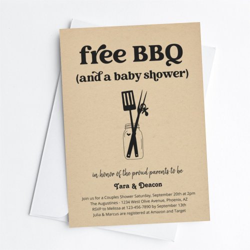 Funny Free BBQ Couples Baby Shower Invitation