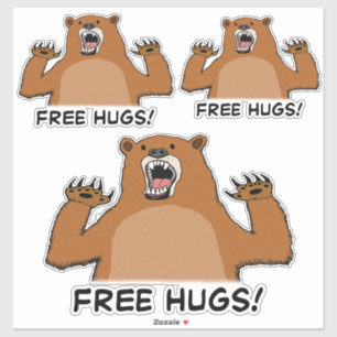 Funny Free Bear Hugs Sticker