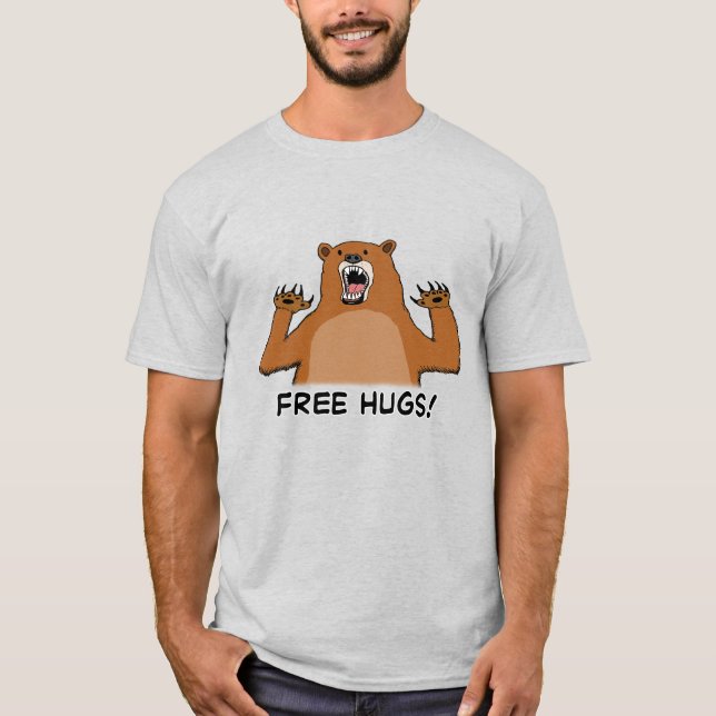 Funny Free Bear Hugs T-Shirt (Front)