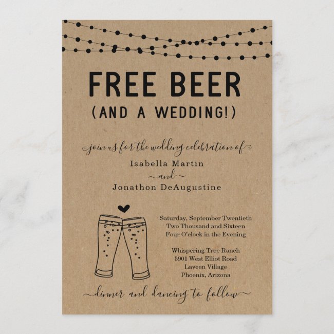Funny Free Beer and a Wedding Invitation