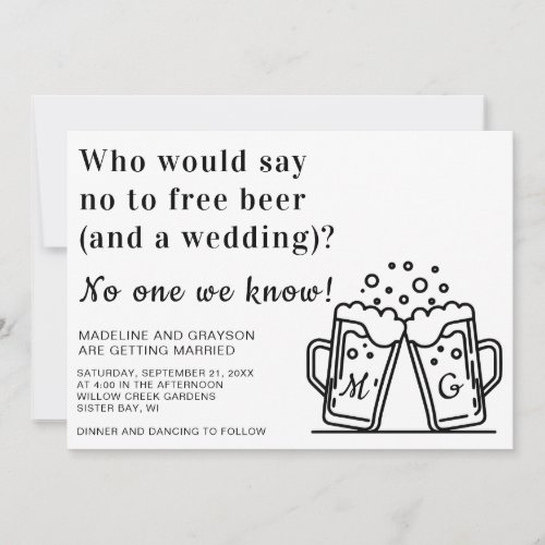 Funny Free Beer and a Wedding Invitation