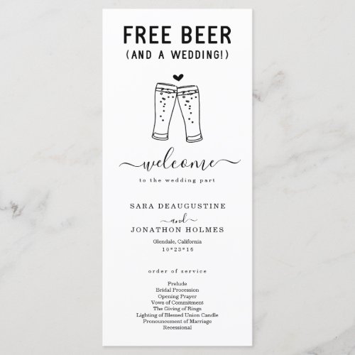 Funny Free Beer and Wedding Program