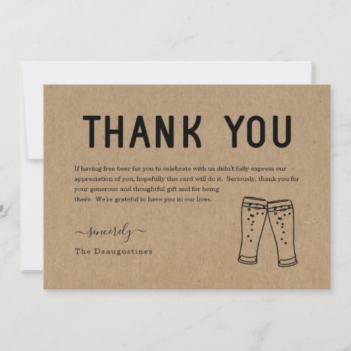 Funny Free Beer Thank You Card