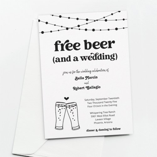 Funny Free Beer Theme Wedding Invitation