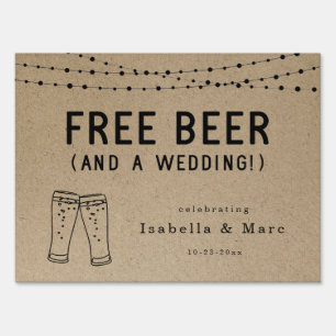 Funny Free Beer Wedding Welcome Sign