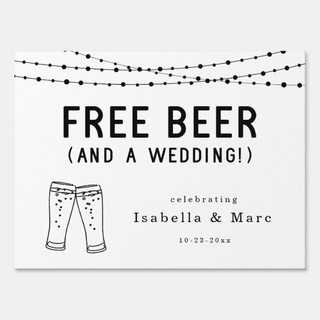 Funny Free Beer Wedding Welcome Sign (Front)