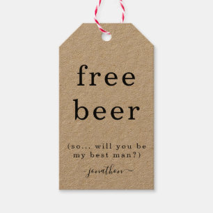 Funny Free Beer Will You Be My Best Man Tag