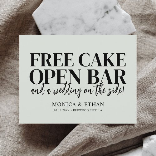 Funny Free Cake Open Bar Wedding Save The Date Ann Announcement Postcard