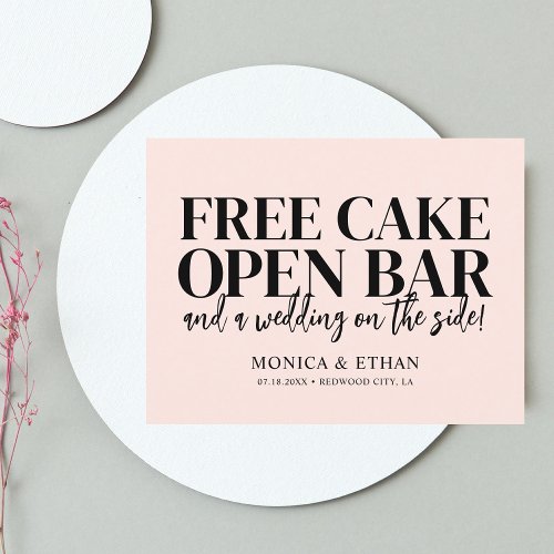 Funny Free Cake Open Bar Wedding Save The Date Ann Announcement Postcard