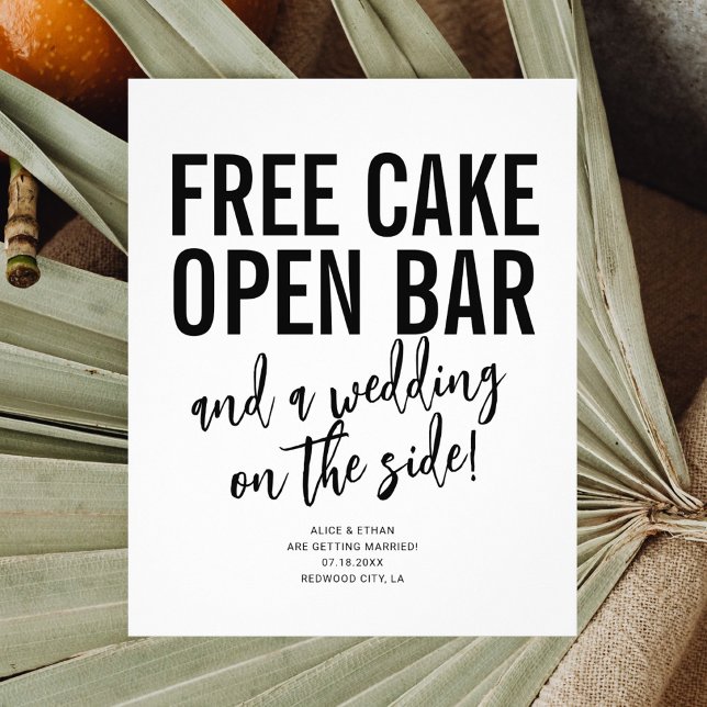Funny Free Cake Open Bar Wedding Save The Date Flyer (Creator Uploaded)