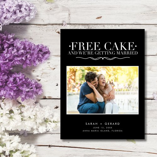 Funny Free Cake Wedding Photo Save the Date Announcement Postcard