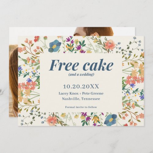 Funny Free Cake Wildflowers Wedding Save the Date