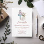 Funny Free Cake Womens 40th Birthday Invitation<br><div class="desc">With a beautiful hand illustrated flower,  Mason jar and birthday cake design these minimalist invites are a funny way to invite guests to your 40th birthday celebrations.</div>