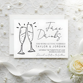 Funny Free Drinks and We're Getting Married Save The Date