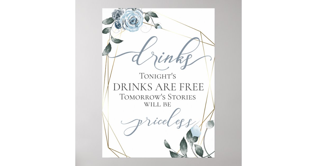 Funny Free Drinks Bar Menu Sign Zazzle