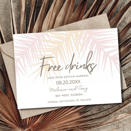Funny Free Drinks Beach Wedding Save the Date